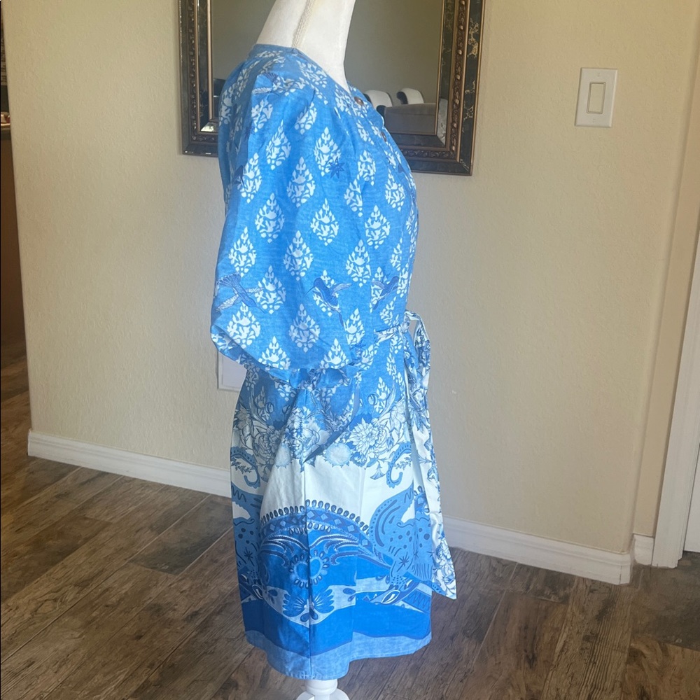 A Loves A Blue Printed Button-Front Dress - Picture 10 of 16